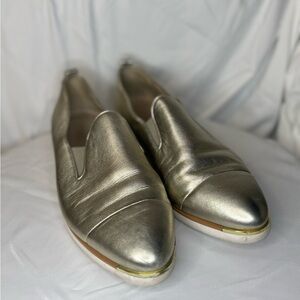 Cole Haan Grand Ambition Metallic Gold Leather Slip-On Loafers Size 9B